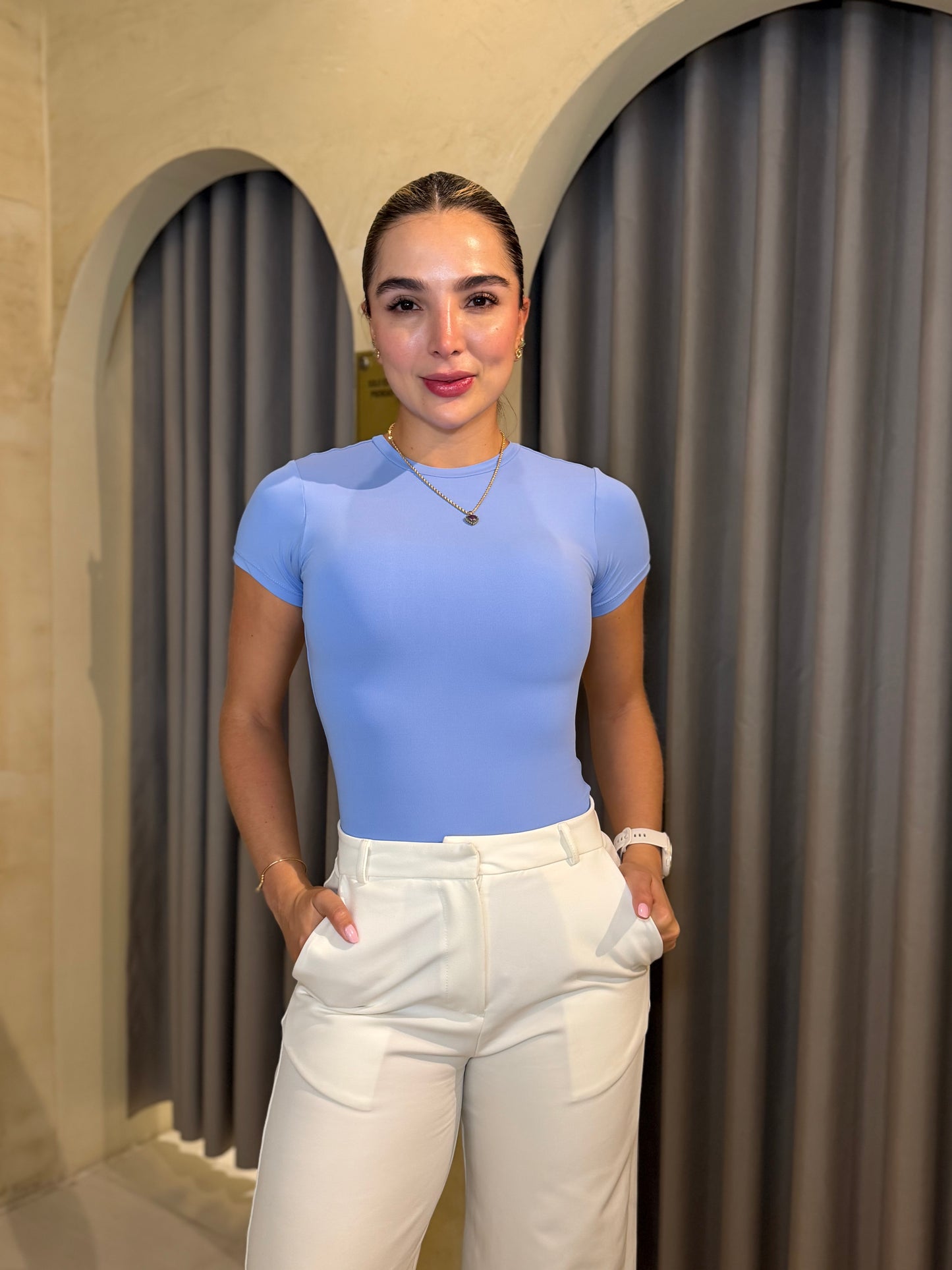 Body Camiseta azul hortensia