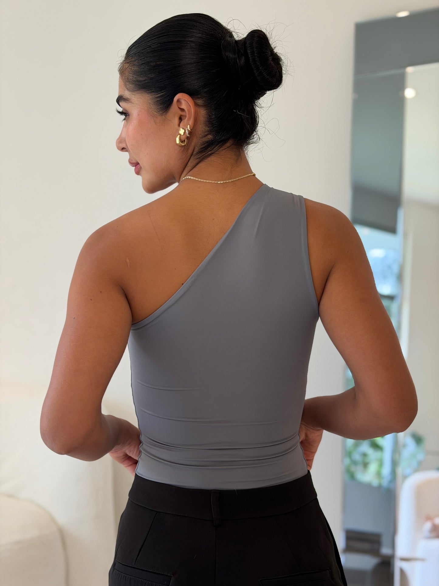 Body un solo hombro gota gris