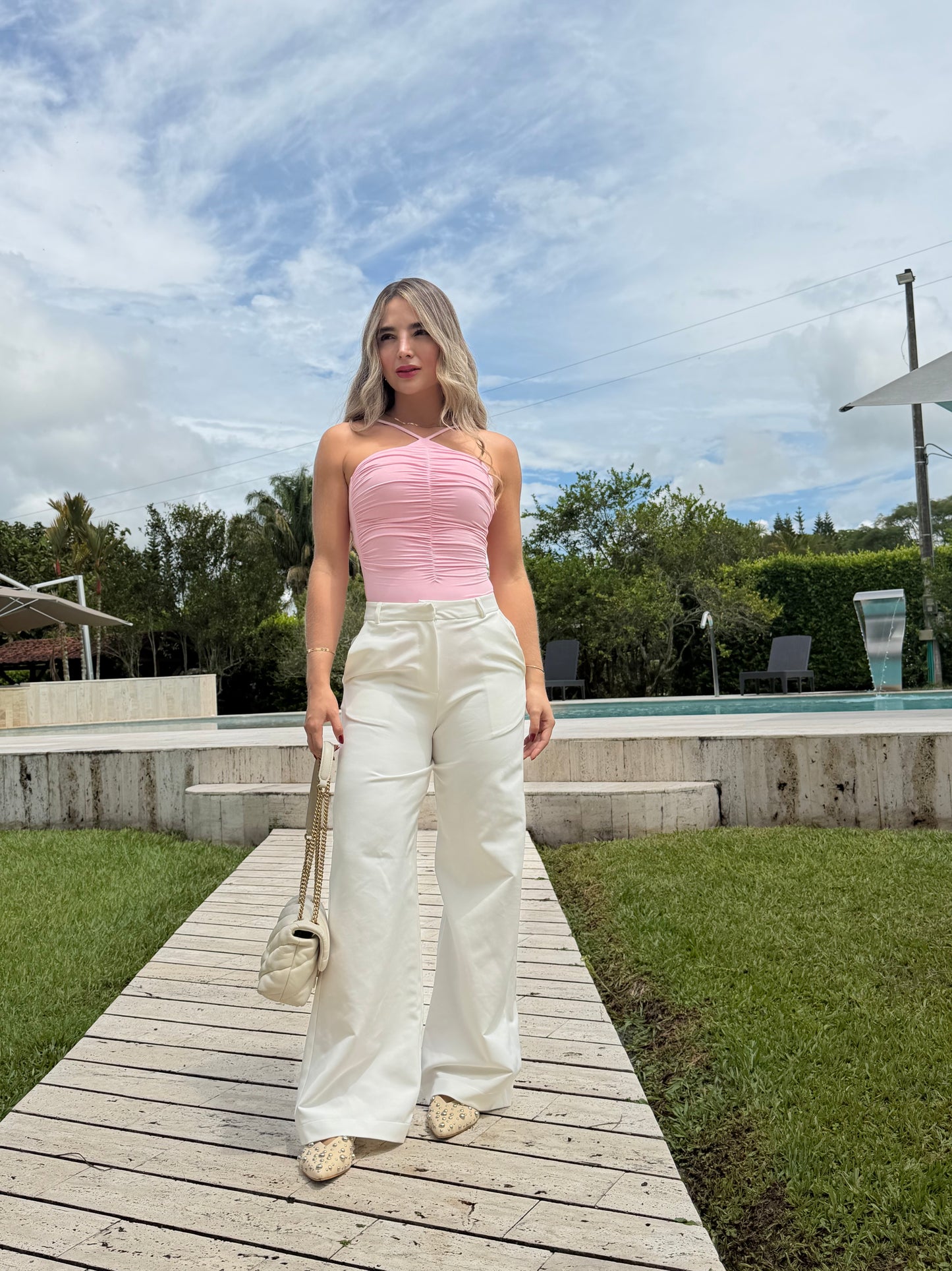 Body pico delgado recogido rosado