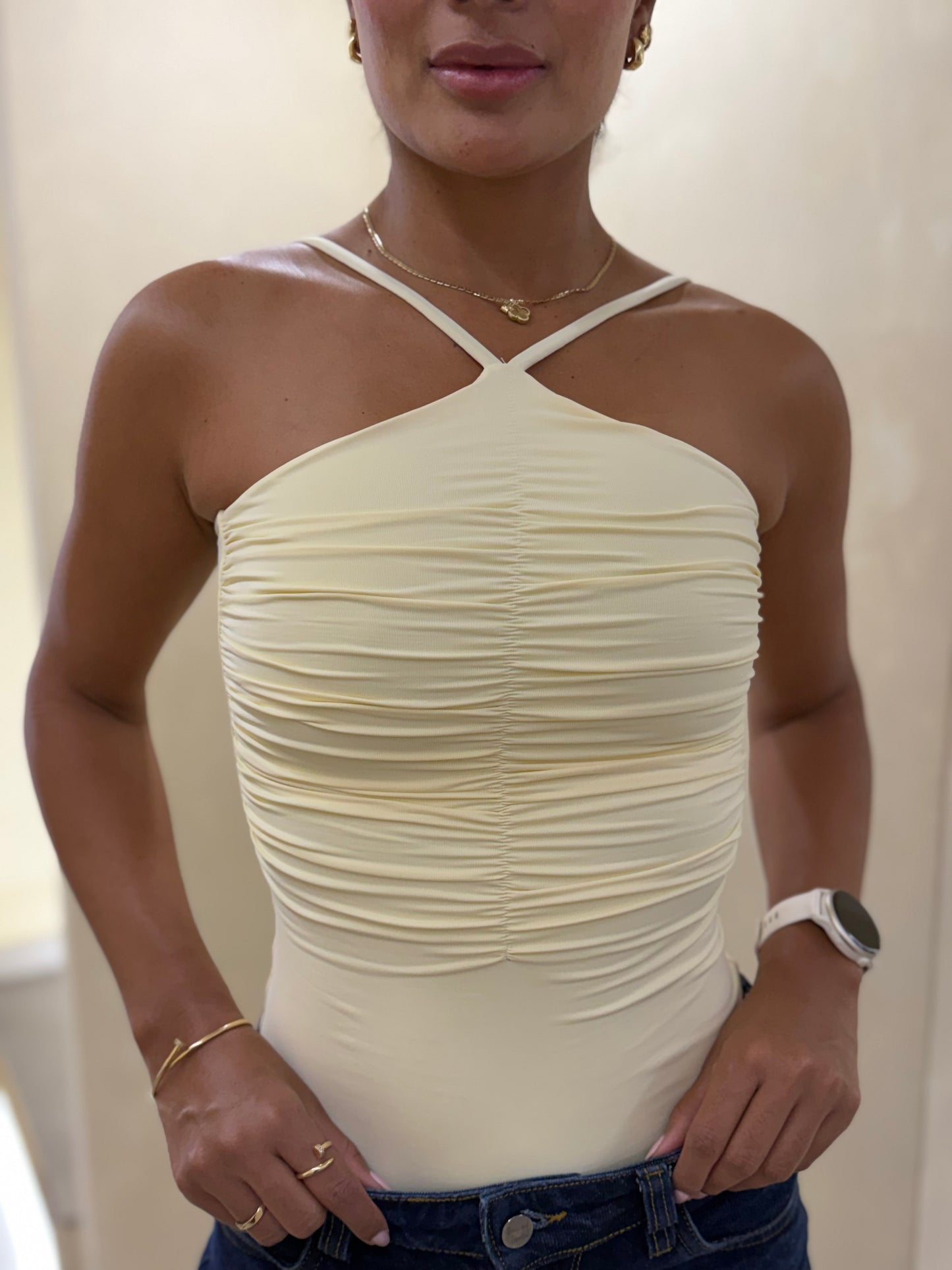 Body pico delgado recogido amarillo