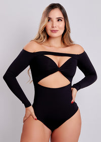 Body Entorchado Manga Larga Negro