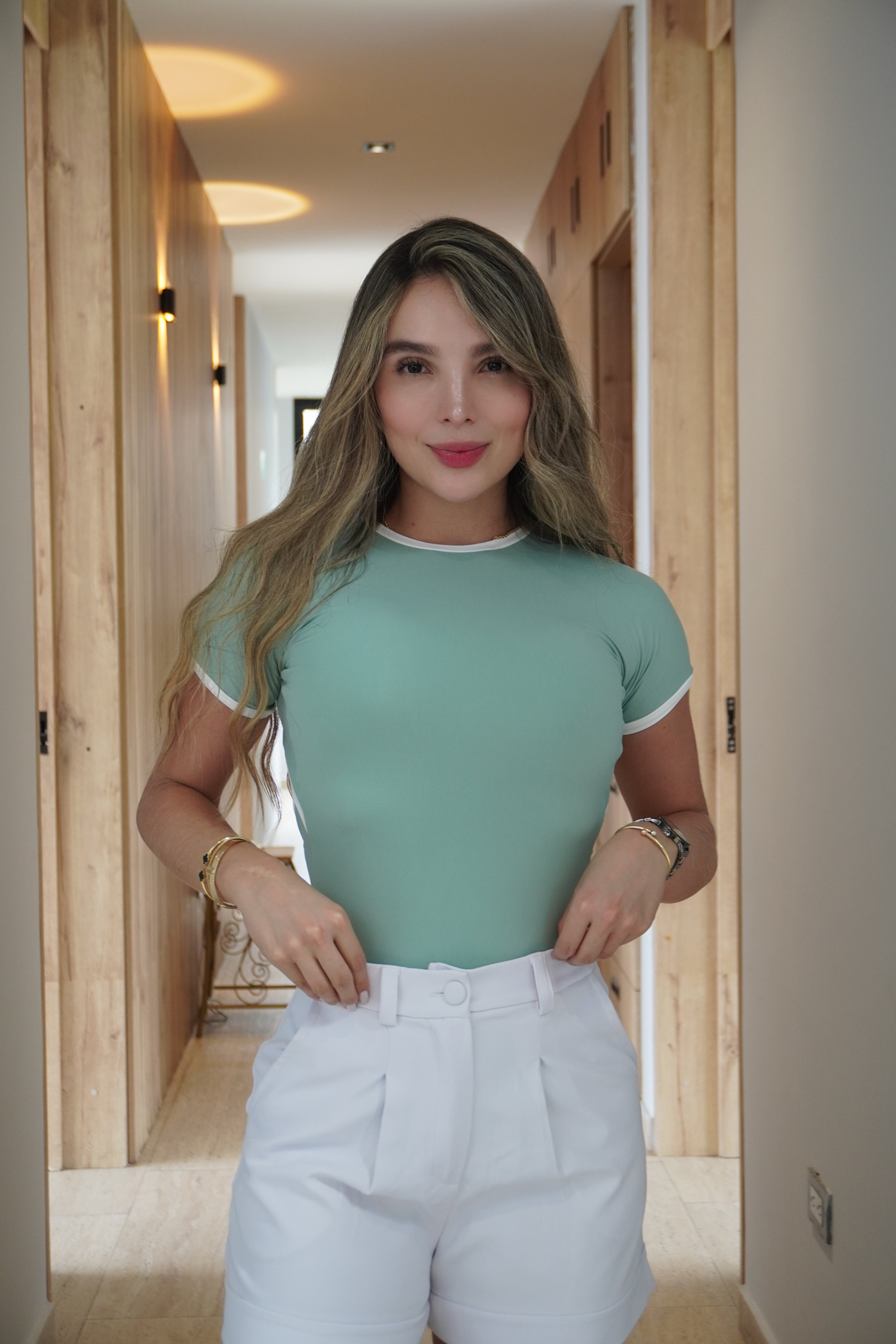 Body bloques camiseta verde menta