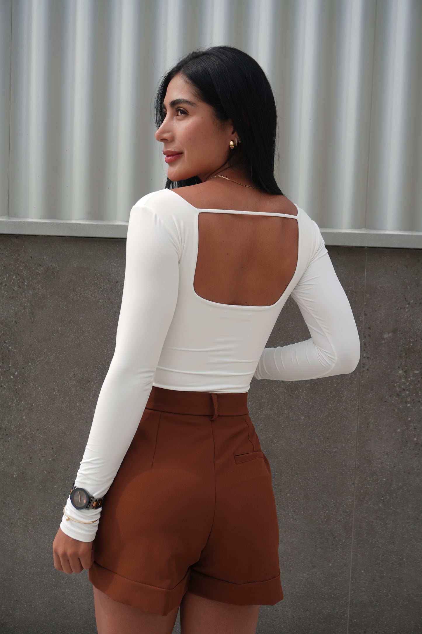 Short tela café