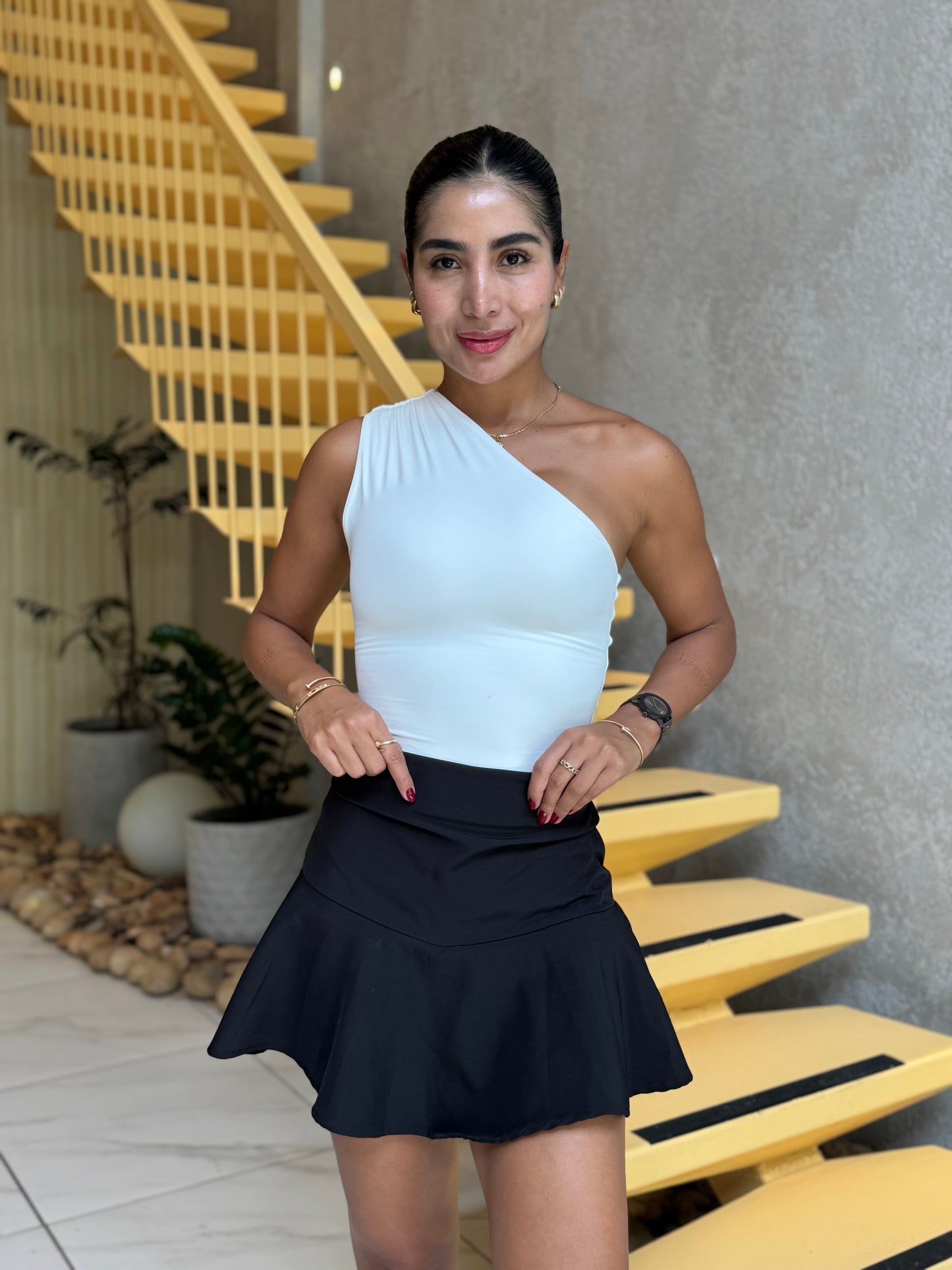 Body hombro recogido blanco