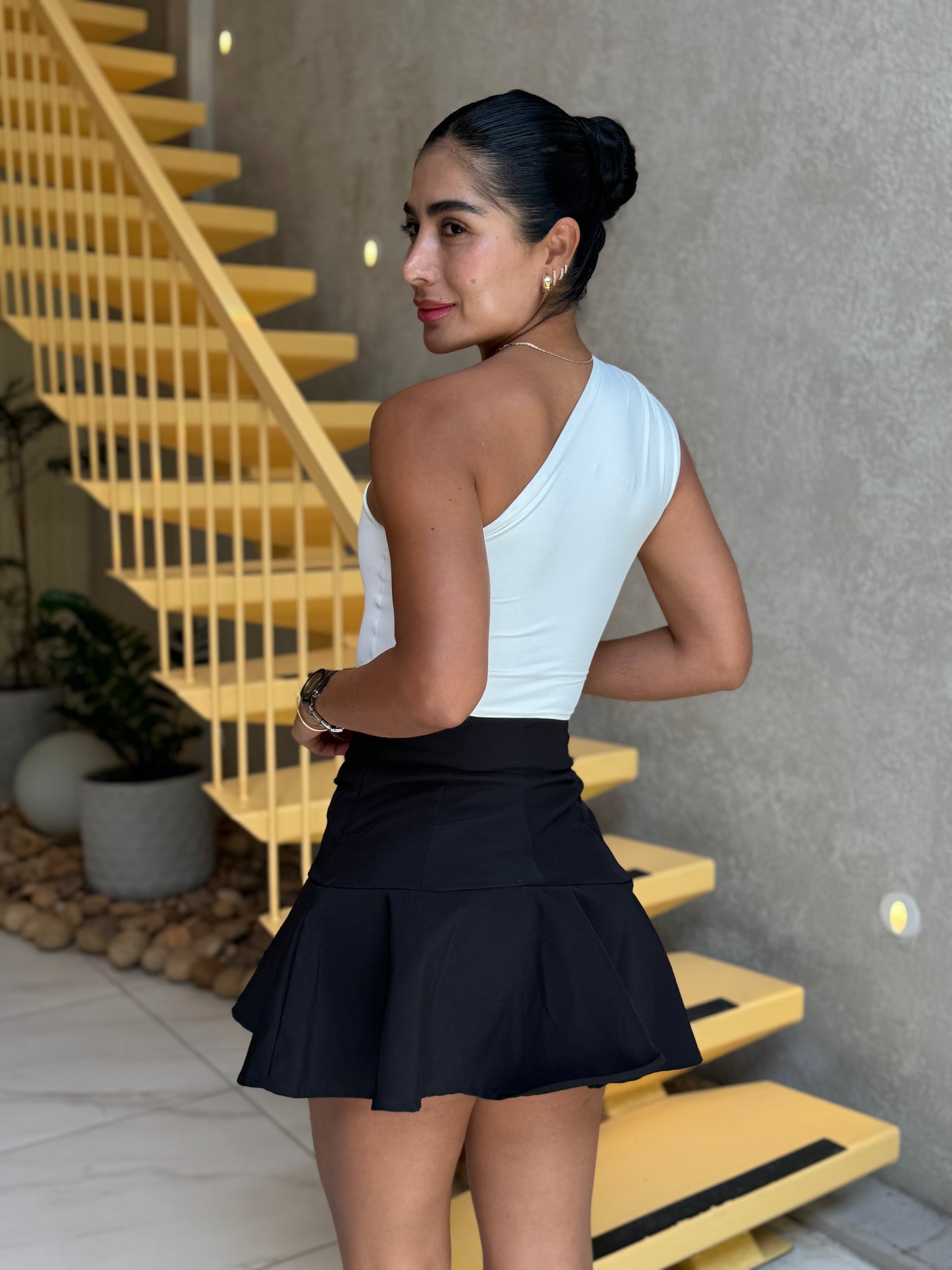 Body hombro recogido blanco