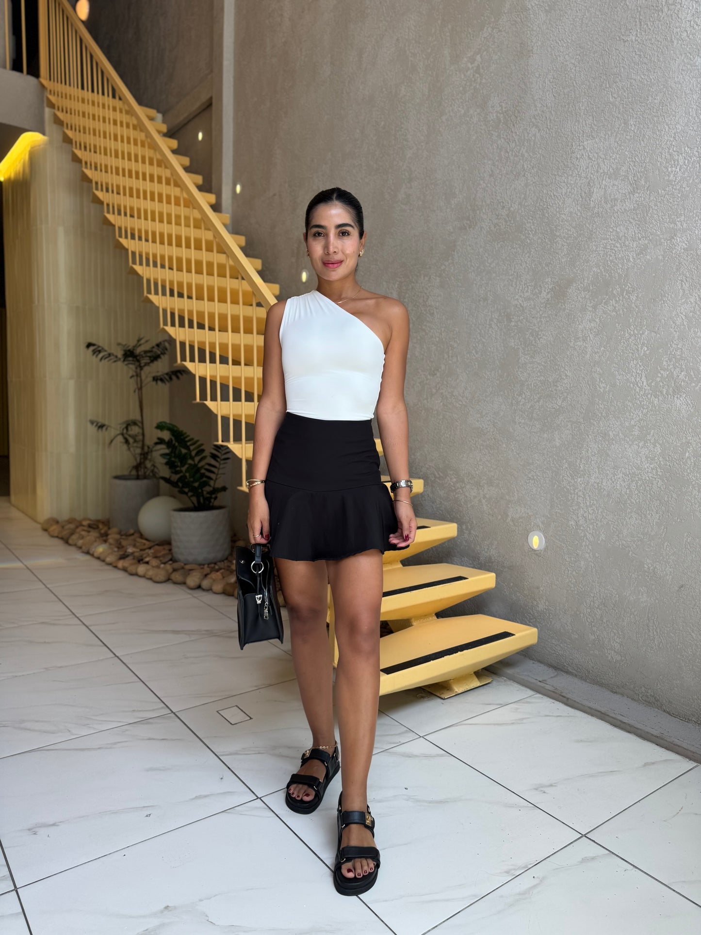 Body hombro recogido blanco