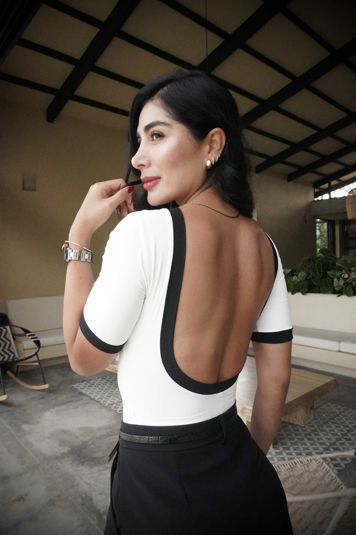 Body bloques escote blanco