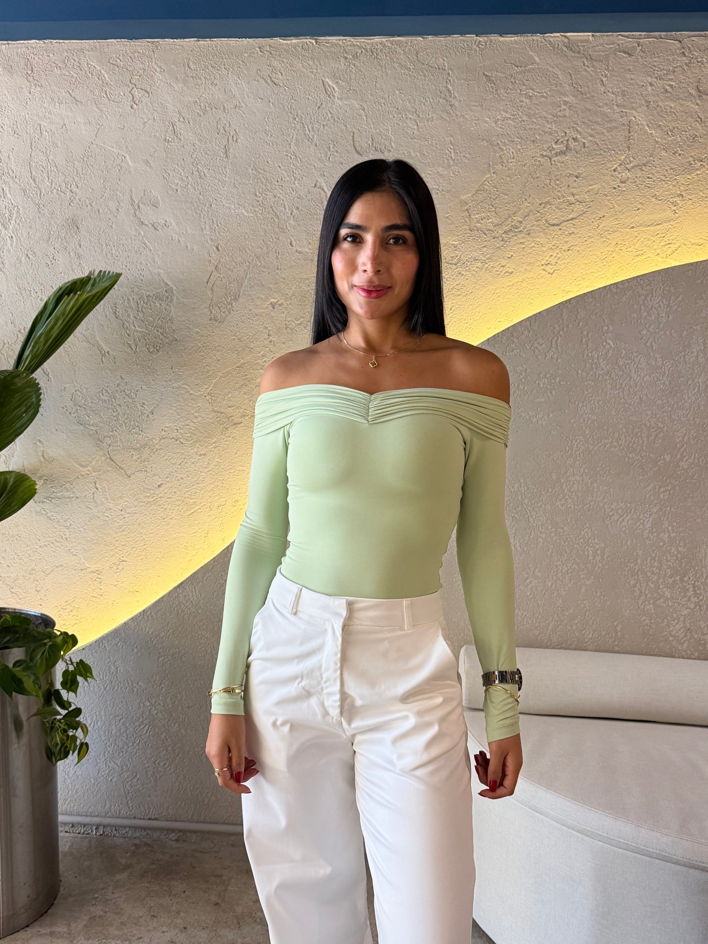 Body bandeja recogido verde pistacho