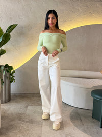 Pantalón clásico satín blanco